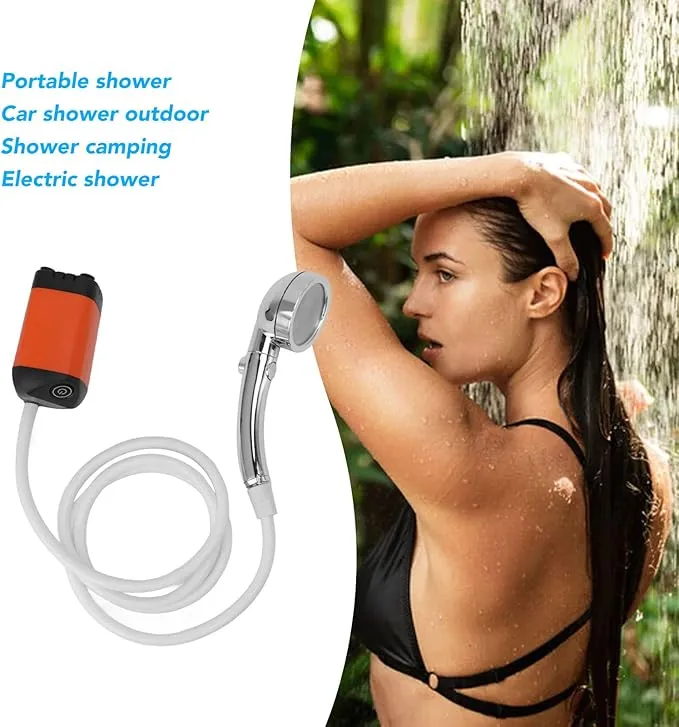 Haofy Portable Camping Shower, 3 Gears Electric Camp Shower with Rechargeable Outdoor Shower Pump and Shower Head (Orange)