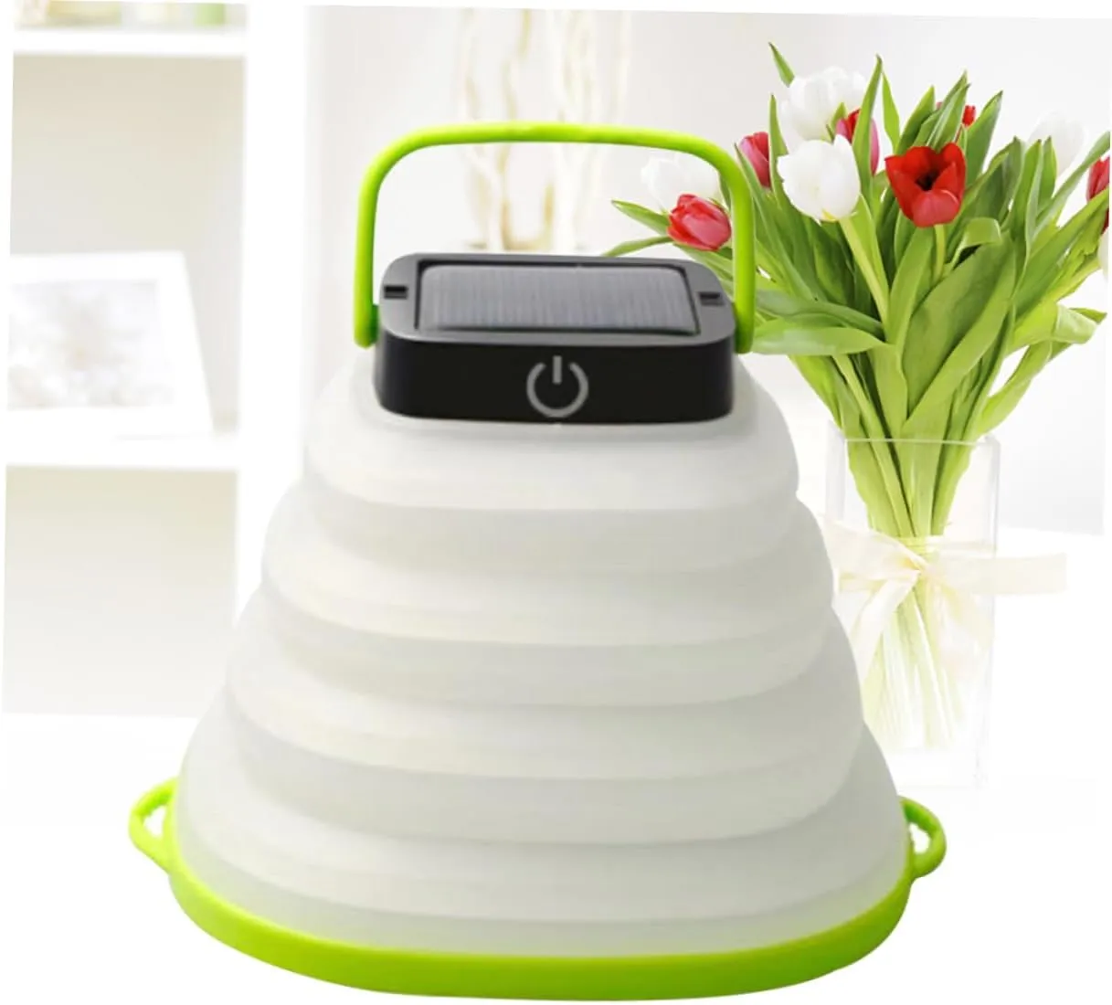 Happyyami 2pcs Collapsible Camping Lantern Camping Lights Solar-Powered Outdoor Tent Lights for Adventure Skid Handle Random Color