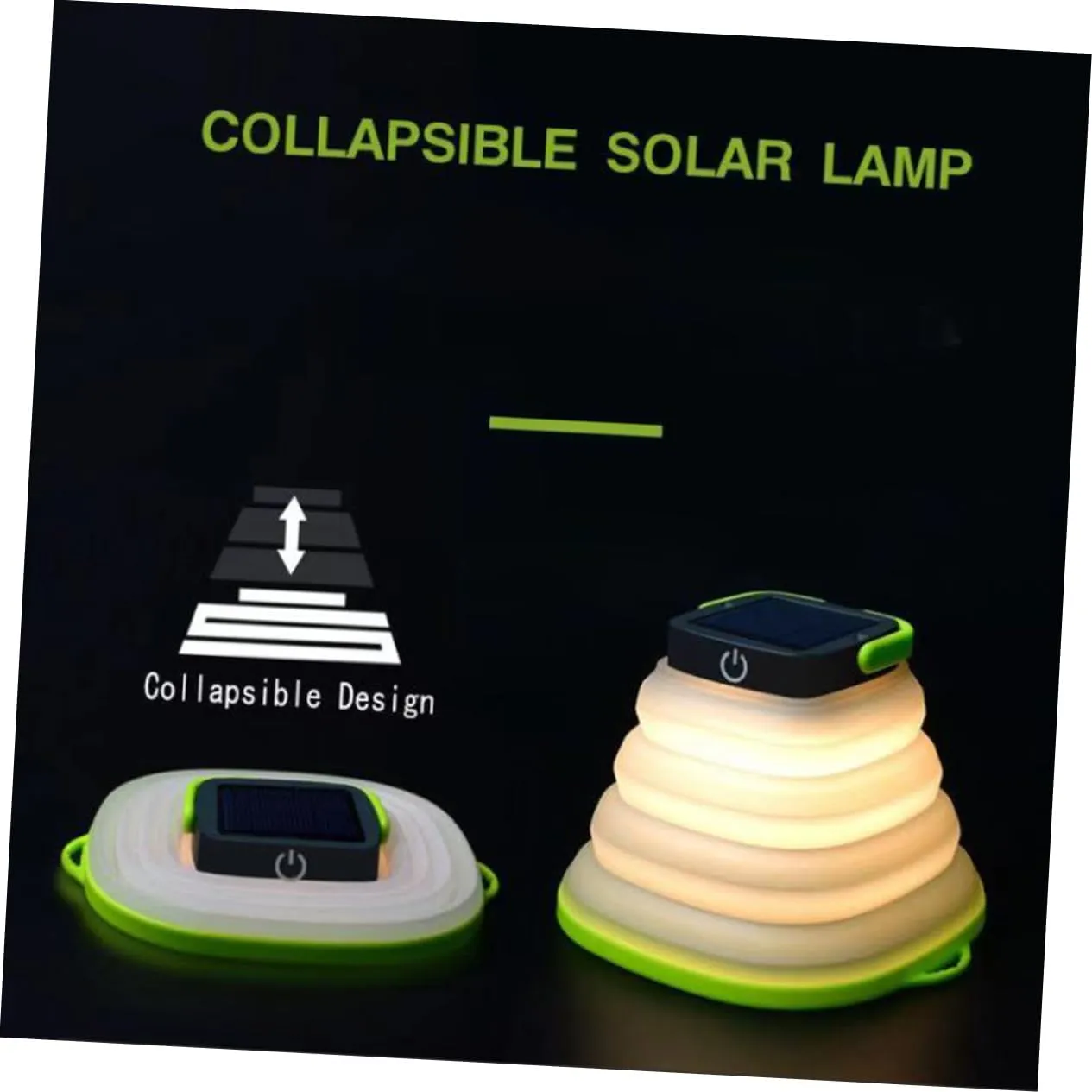 Happyyami 2pcs Collapsible Camping Lantern Camping Lights Solar-Powered Outdoor Tent Lights for Adventure Skid Handle Random Color