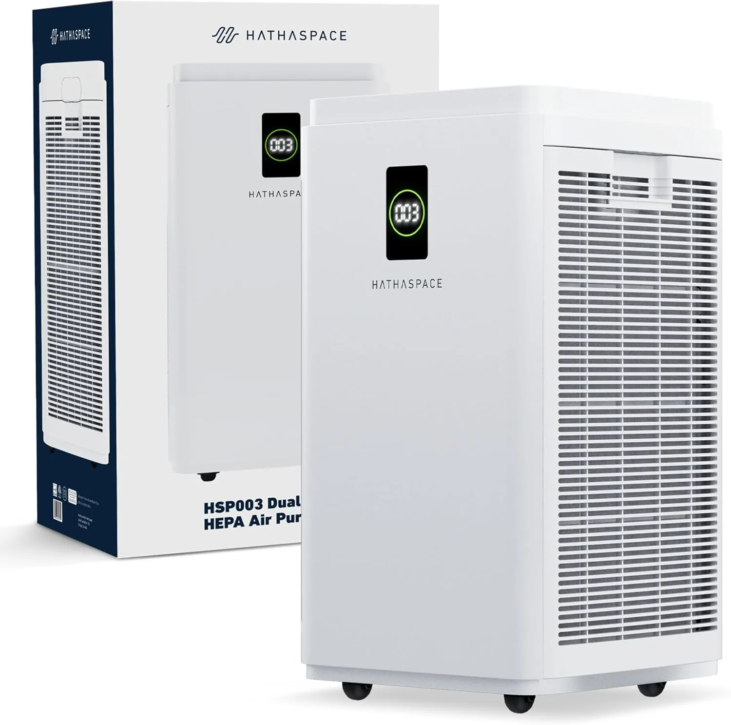 HATHASPACE HSP003 True HEPA Air Purifier for Home, Removes 99.9% of Dust, Smoke, Pet Dander, Odors, VOCs, Covers Up to 2800 Sq. Ft, Quiet Air Cleaner with Smart Sensor for Bedroom & Large Rooms