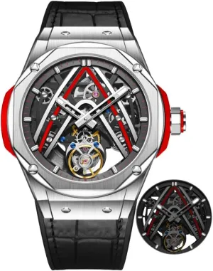 HEMUDU Genuine Flying Tourbillon Movement Mechanical Watch Skeleton Automatic Wind Luxury Wristwatches