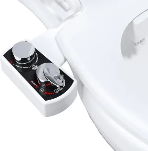 Hibbent Bidet Attachment for Toilet, Hot and Cold Water Spray Non-Electric Dual Nozzle for Frontal & Rear Wash, Adjustable Water Pressure Control, Self Cleaning Water Sprayer, Black/Chrome