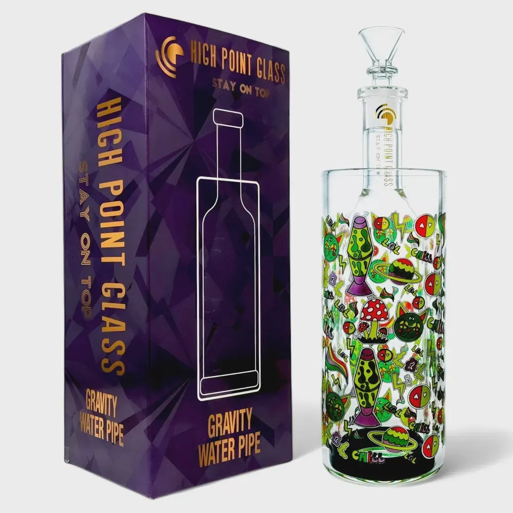 High Point Glass - 9.5" Meowgical Mushrooms Chill Cat Vibes Playful Gravity WP