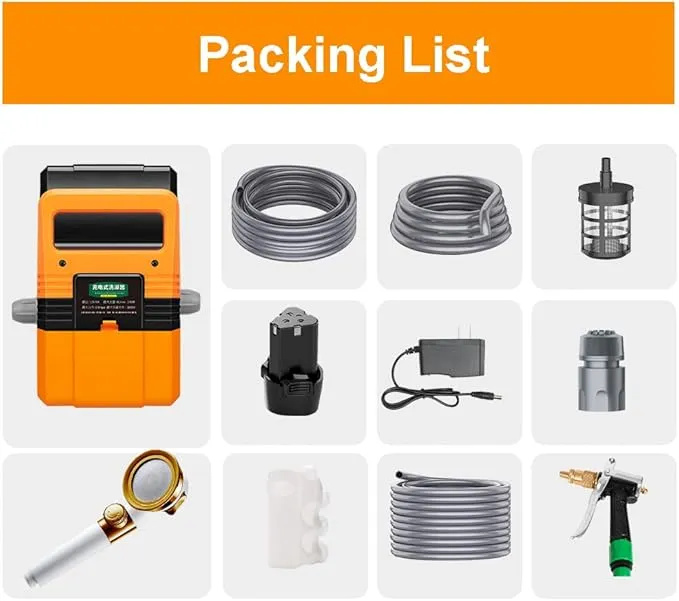 High Pressure Camping Shower 180W Electric Camping Shower Pump Portable High Pressure Water Pumps Cleaning Kit for Camping Shower Water Flowers Car Washing