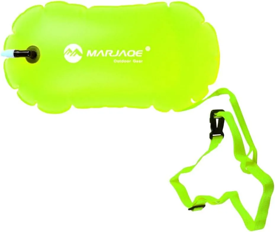 Highly Visible Triathletes Open Water Swimmers Swimming Buoy Air Bag, Fluo Yellow B, 48 x 29cm