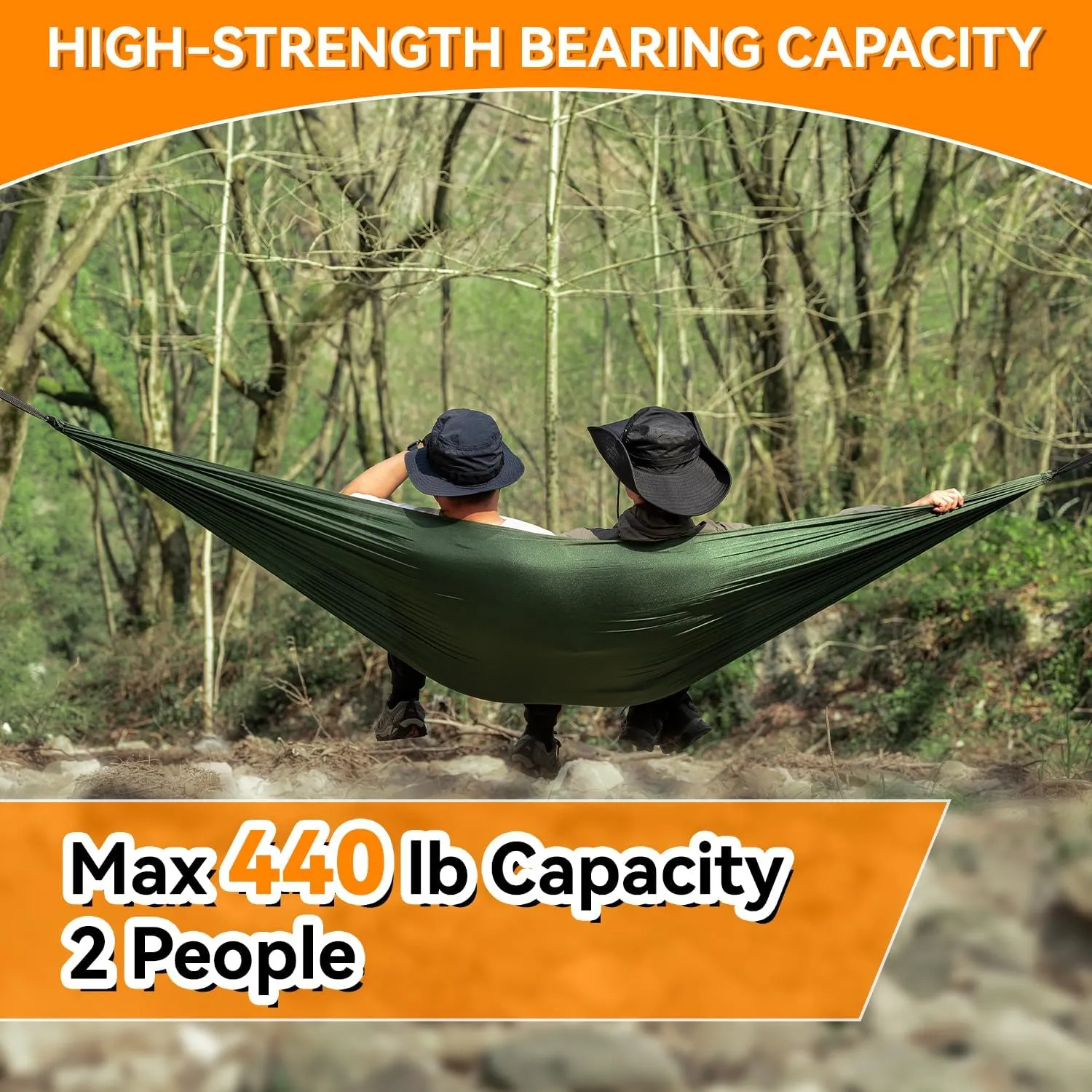 HIKEMAN Hammock for Camping Hammocks Gear for Outdoors Backpacking Survival or Travel - Portable Lightweight Nylon - Up to 440lbs(Blue)
