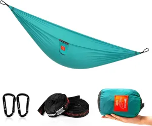 HIKEMAN Hammock for Camping Hammocks Gear for Outdoors Backpacking Survival or Travel - Portable Lightweight Nylon - Up to 440lbs(Blue)