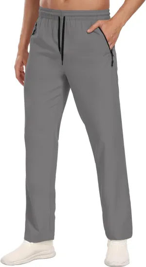 Hiking Pants for Men UPF 50  Cargo Quick Dry Water Resistant Elastic Waist Zip Pockets Travel Work Lightweight Running