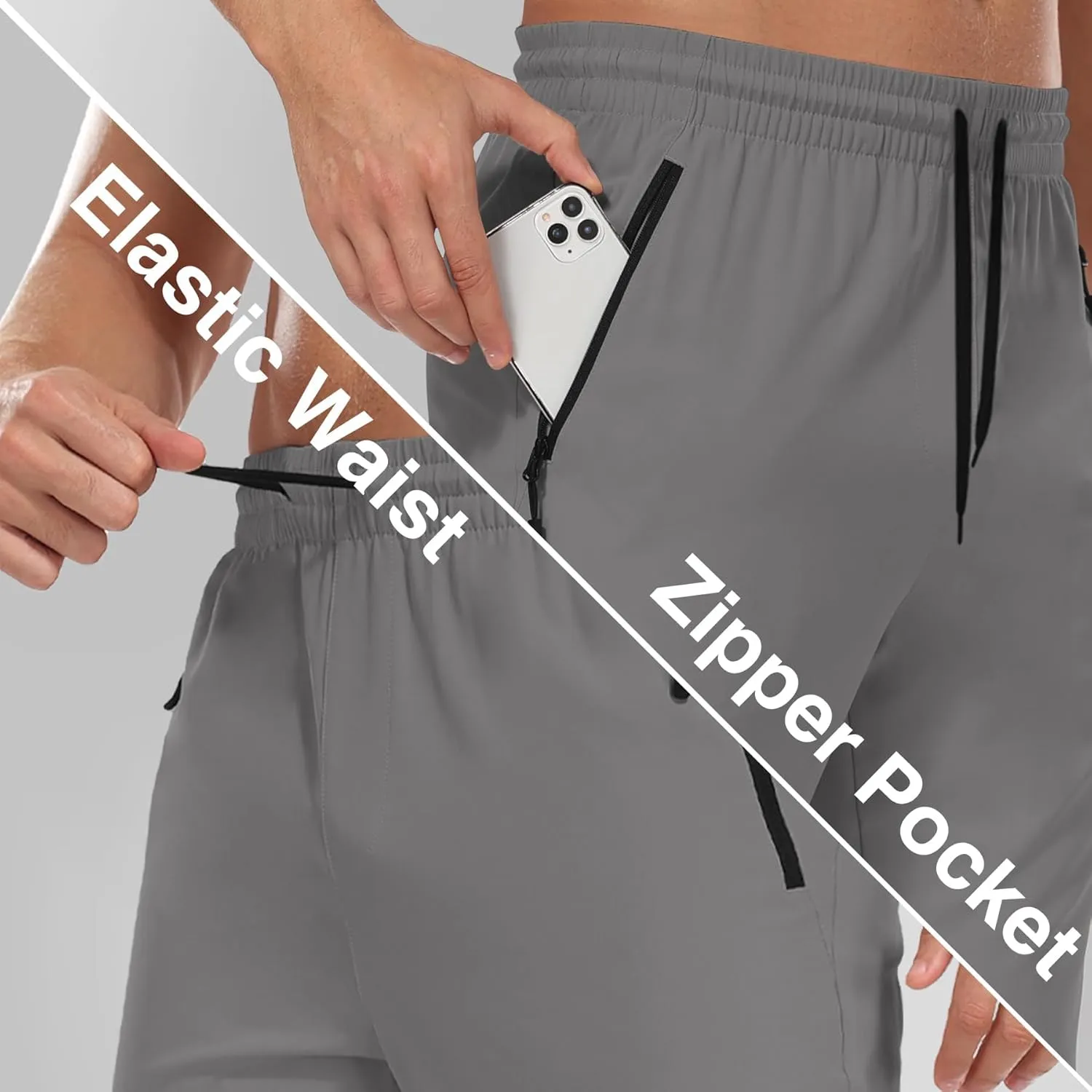 Hiking Pants for Men UPF 50  Cargo Quick Dry Water Resistant Elastic Waist Zip Pockets Travel Work Lightweight Running