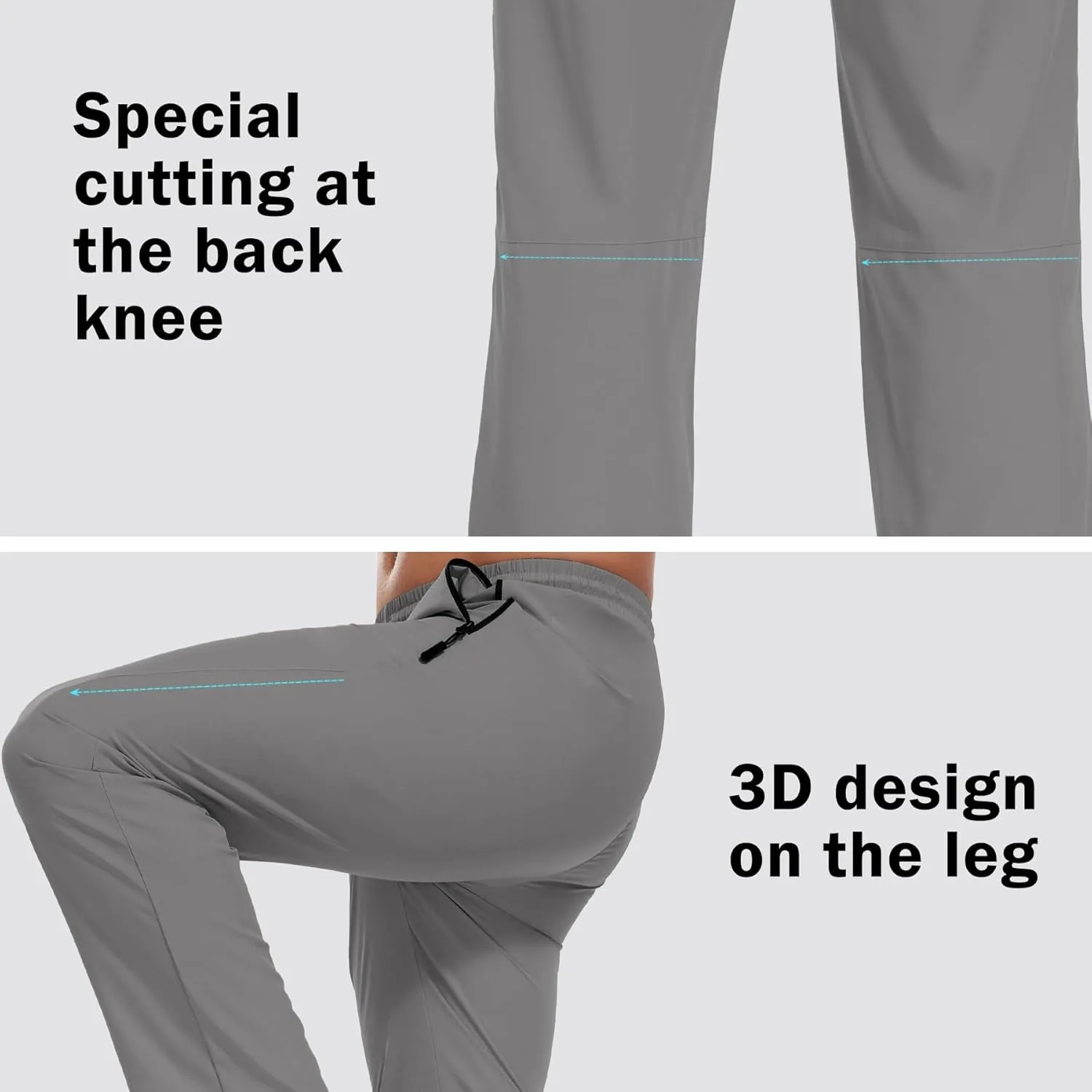 Hiking Pants for Men UPF 50  Cargo Quick Dry Water Resistant Elastic Waist Zip Pockets Travel Work Lightweight Running