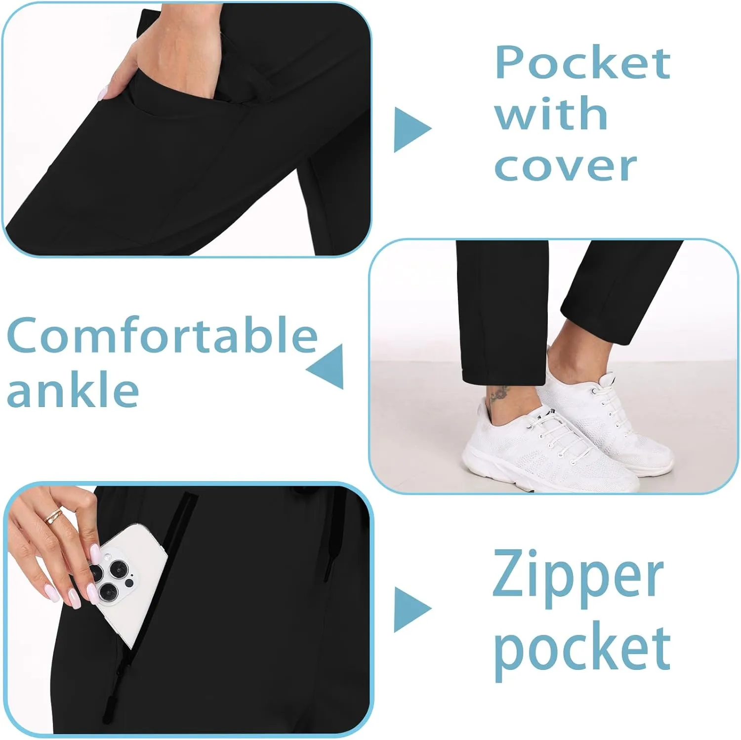 Hiking Pants for Women UPF 50  Cargo Quick Dry Water Resistant Elastic Waist Zip Pockets Travel Work Lightweight Running