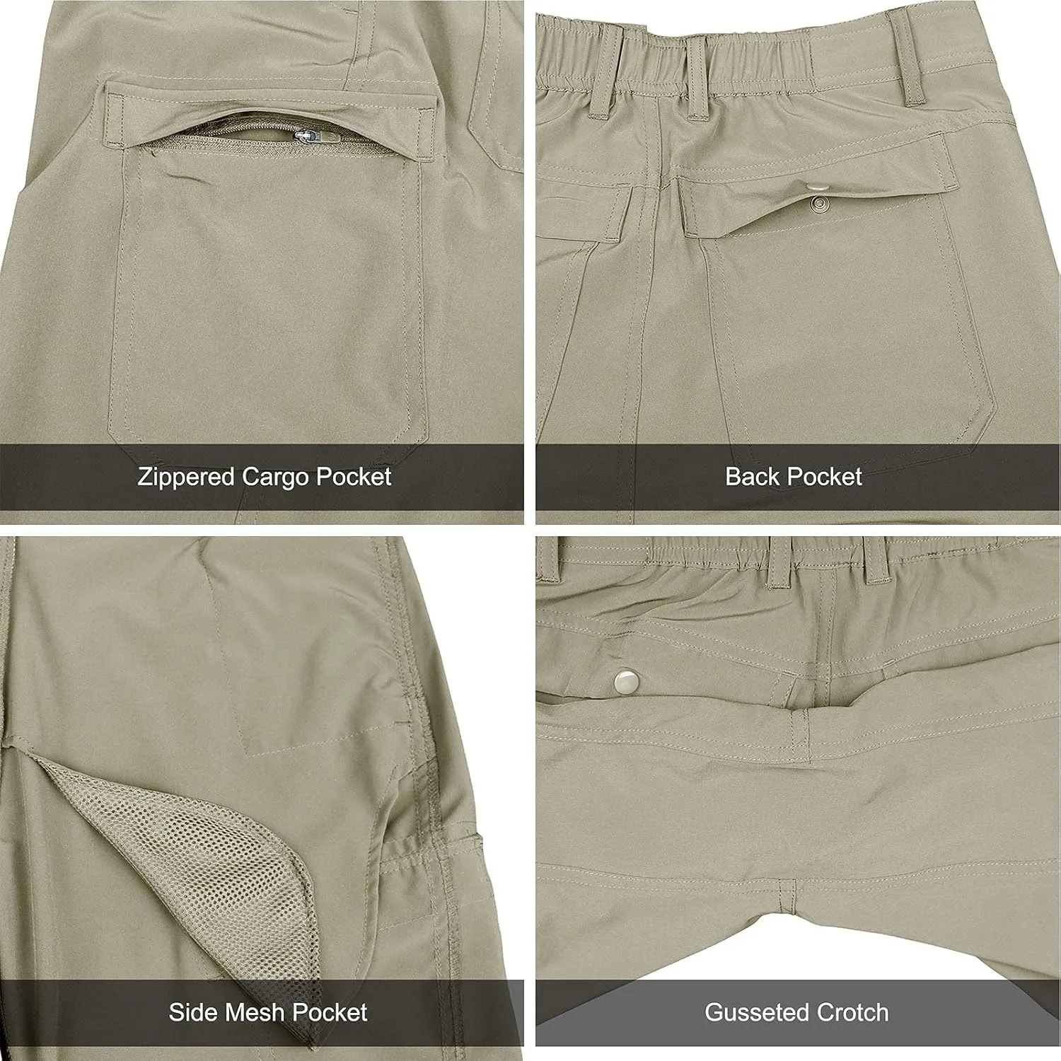 Hiking Pants Men Outdoor Cargo Quick Dry Lightweight Stretch Travel Pants with Elastic Waist for Fishing