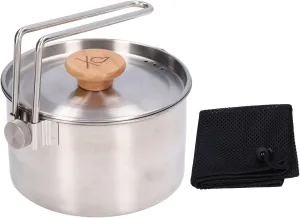 Hiking Pot, 1000ml Camping Pot, Stainless Steel Portable Outdoor Tea Coffee Pot with Detachable Handle for Outdoor Picnic Hiking