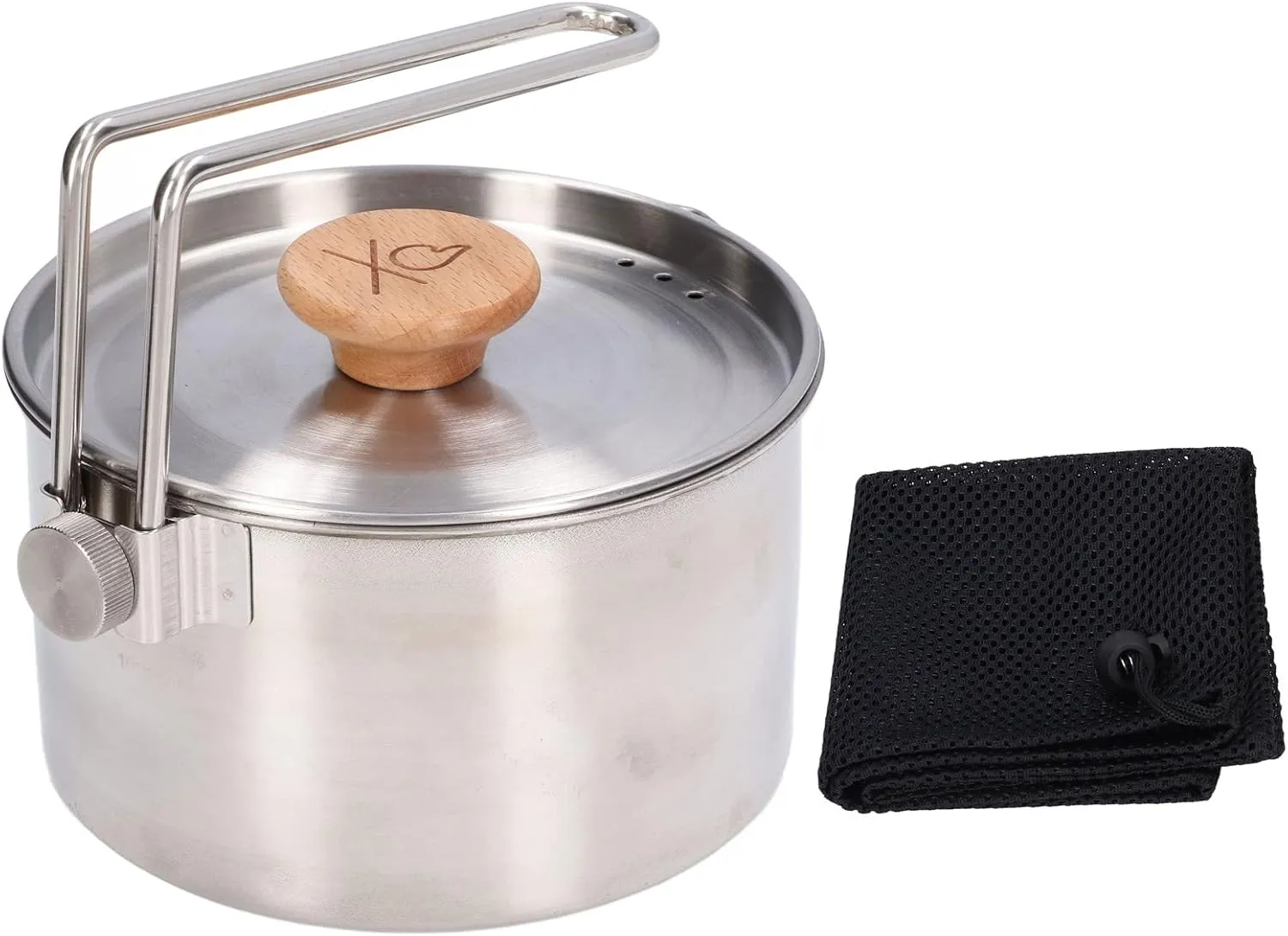 Hiking Pot, 1000ml Camping Pot, Stainless Steel Portable Outdoor Tea Coffee Pot with Detachable Handle for Outdoor Picnic Hiking