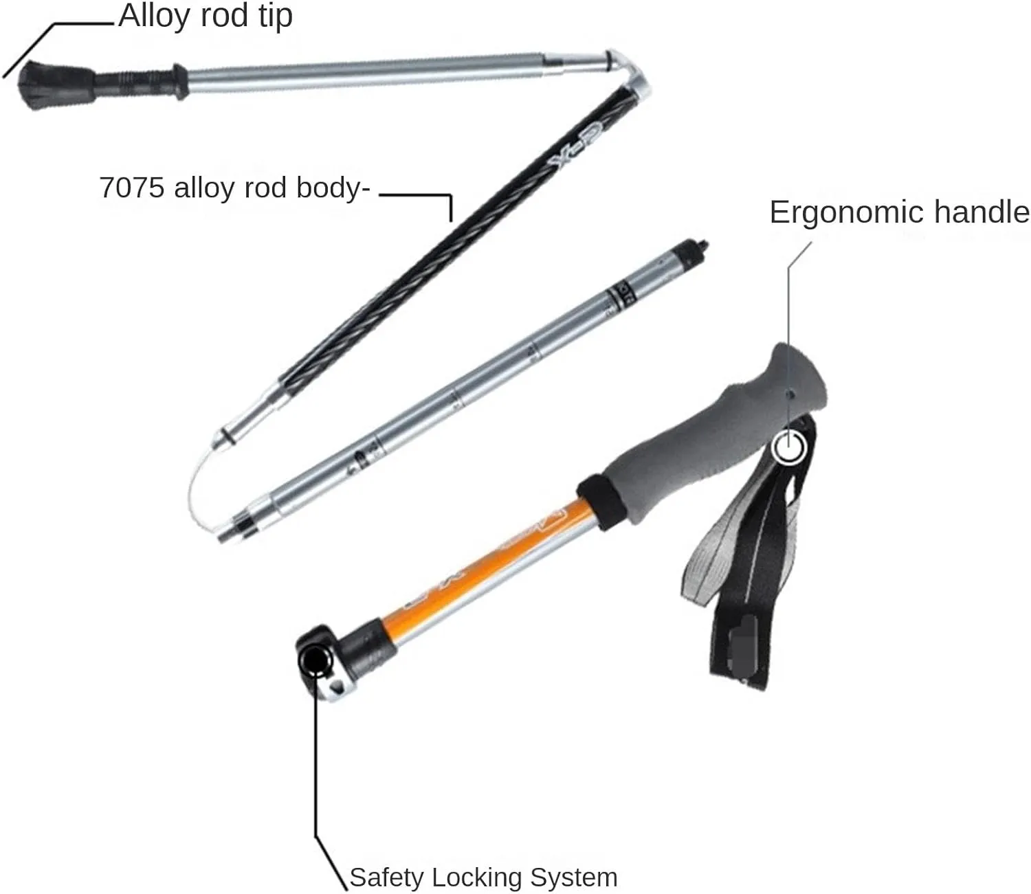 Hiking Trekking Poles Adjustable Trekking Poles Hiking Walking Sticks Ultralight Aluminum Alloy for Backpacking Hiking Sticks for Trekking