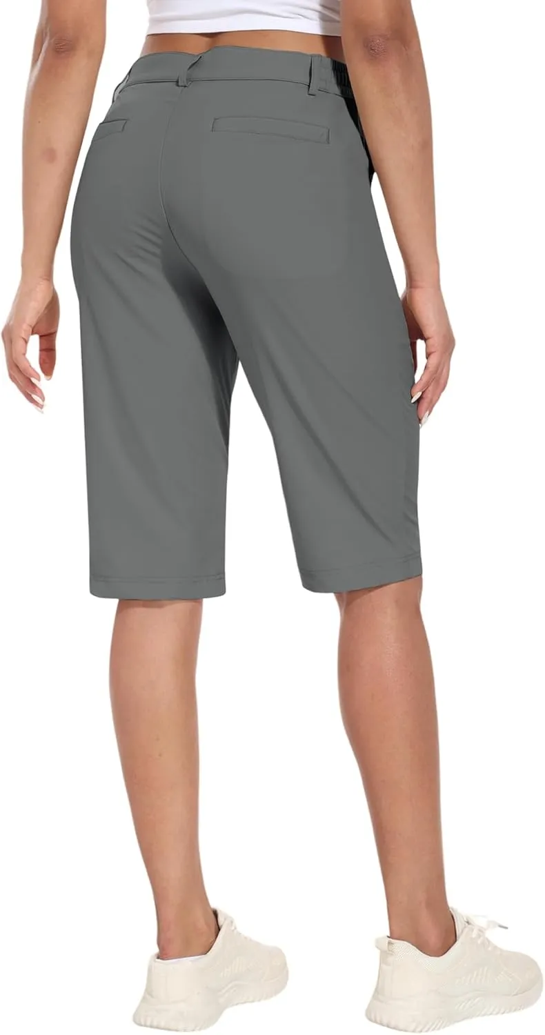 Hiverlay Women's Golf Bermuda Shorts 13" Knee Length Quick Dry Long Hiking Camping Shorts for Summer with 5 Pockets