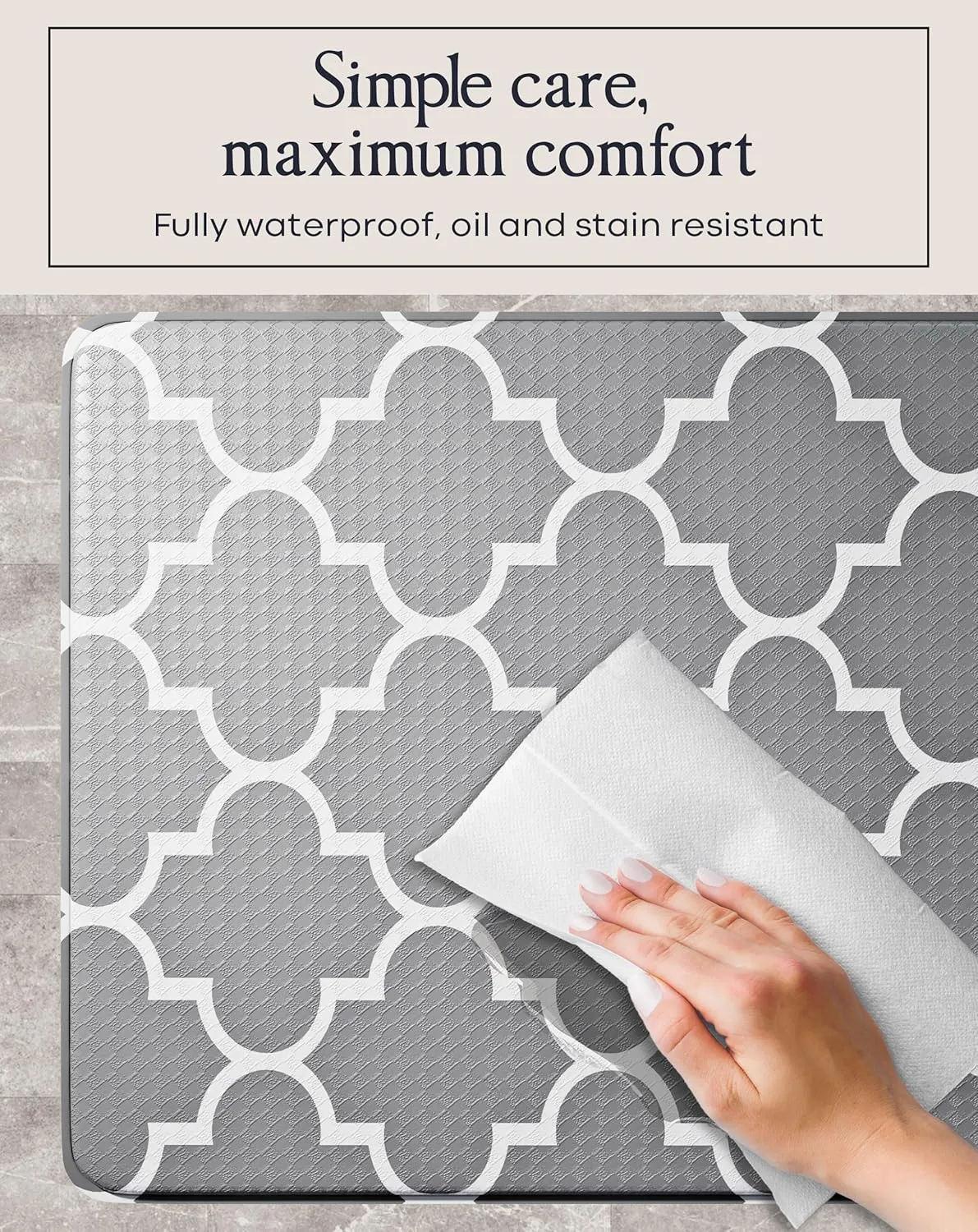 Homergy Anti Fatigue Kitchen Mats for Floor 2 PCS, Memory Foam Cushioned Rugs, Comfort Standing Desk Mats for Office, Home, Laundry Room, Waterproof & Ergonomic, 17.3×30.3 & 17.3×59, Grey Lantern