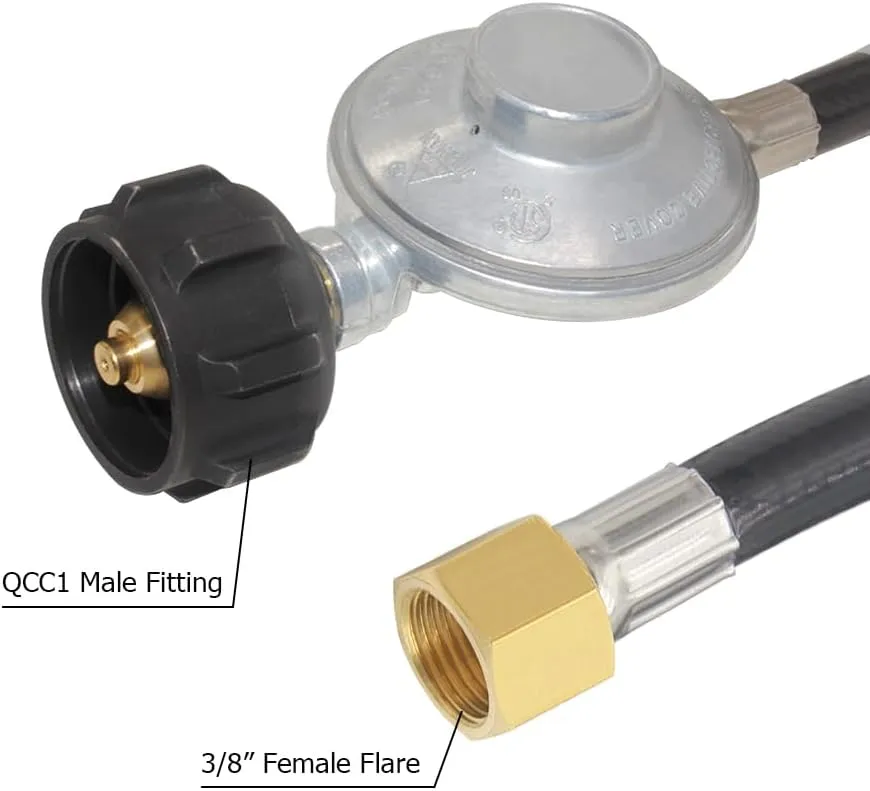 Hooshing 6 Feet Propane Hose with Regulator Universal Gas Grill Regulator and Hose Replacement for LP Gas Grill, Heater and Fire Pit