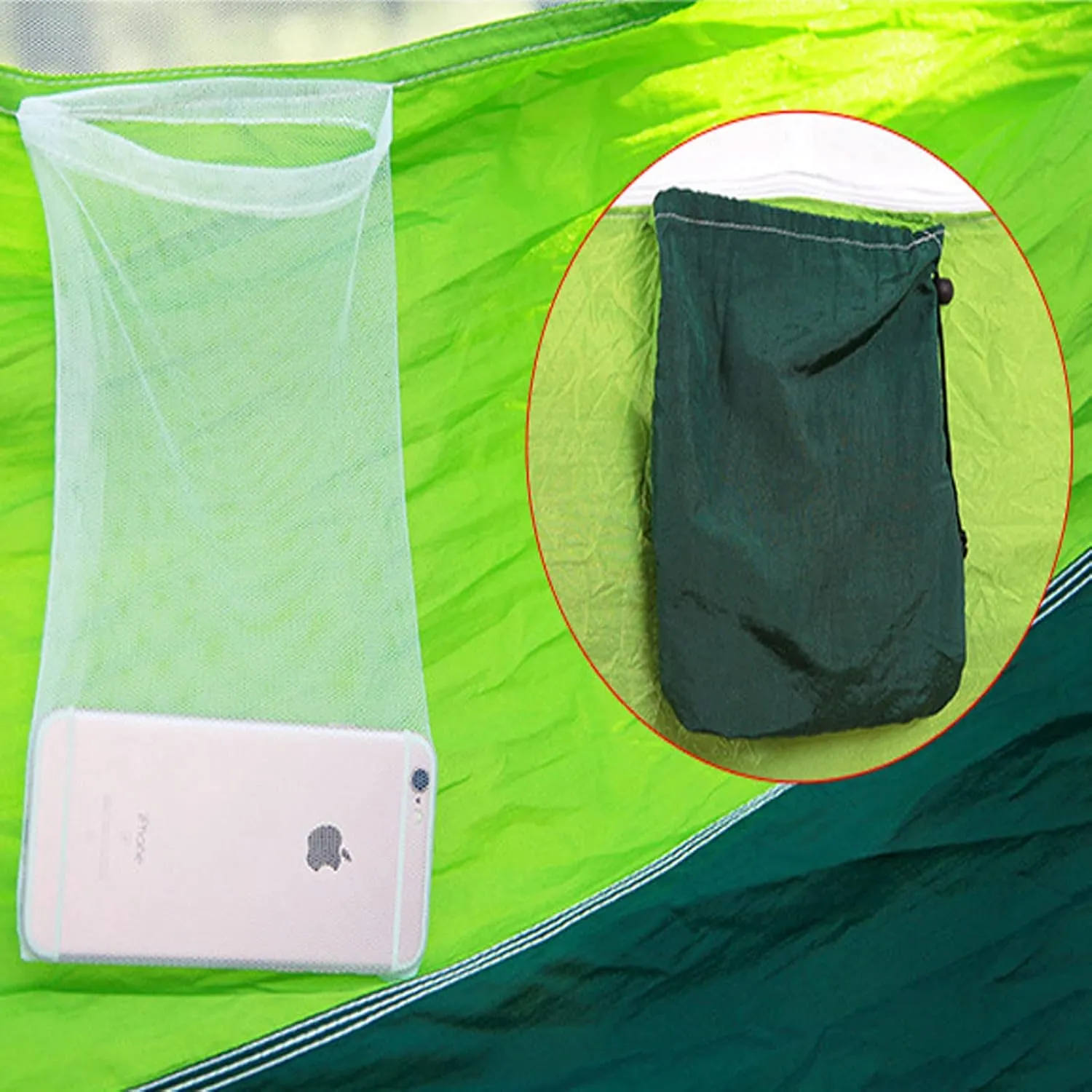 HUHJYUGE Camping Hammock, Portable Outdoor Hammock with Mosquito Net, Lightweight Double/Single Travel Hammock Parachute Fabric, for Hiking, Backpacking, Jungle, Backyard (I)