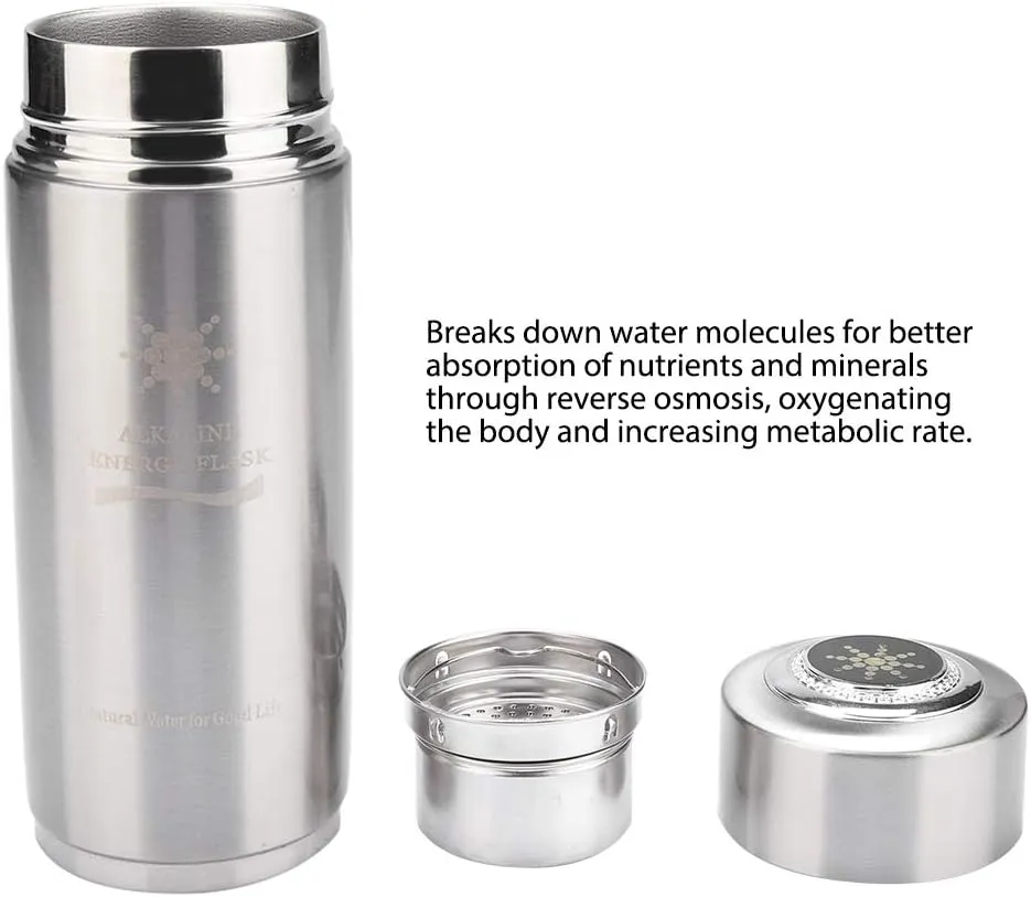 Hydrated Water Bottle, Water Generator Energy Water Bottle Portable Nano Balance Bottle Nano Cup Nano Energy Bottle Smart Water Bottle for Outdoor Gym Fitness (Silver)