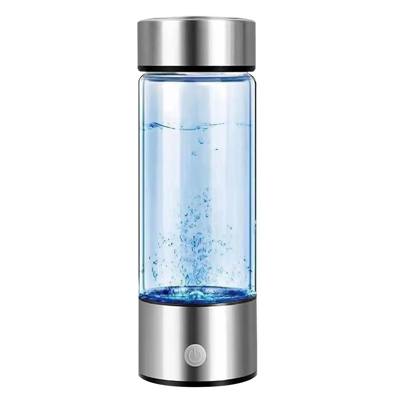 Hydrogen Water Bottle, Portable Hydrogen Water Ionizer Machine, Hydrogen Water Generator, Rechargeable Hydrogen Rich Water Glass Health Cup for Home Travel (Silver)