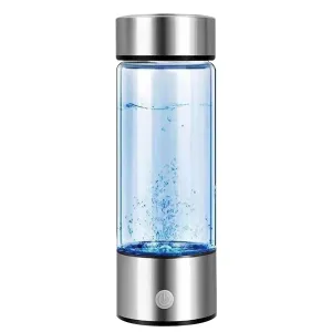 Hydrogen Water Bottle, Portable Hydrogen Water Ionizer Machine, Hydrogen Water Generator, Rechargeable Hydrogen Rich Water Glass Health Cup for Home Travel (Silver)