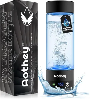 Hydrogen Water Bottle - Upgraded 1600ppb Portable Hydrogen Water Ionizer Machine, 410ml Rechargeable Gift Health Cup for Home, Office, Travel & Daily Hydration (Black)