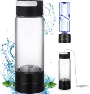 Hydrogen Water Generator, 3-in-1 Portable Healthy Hydrogen Water Bottle with Inhaler, Up to 3000PPB, USB Rechargeable, for Home Travel