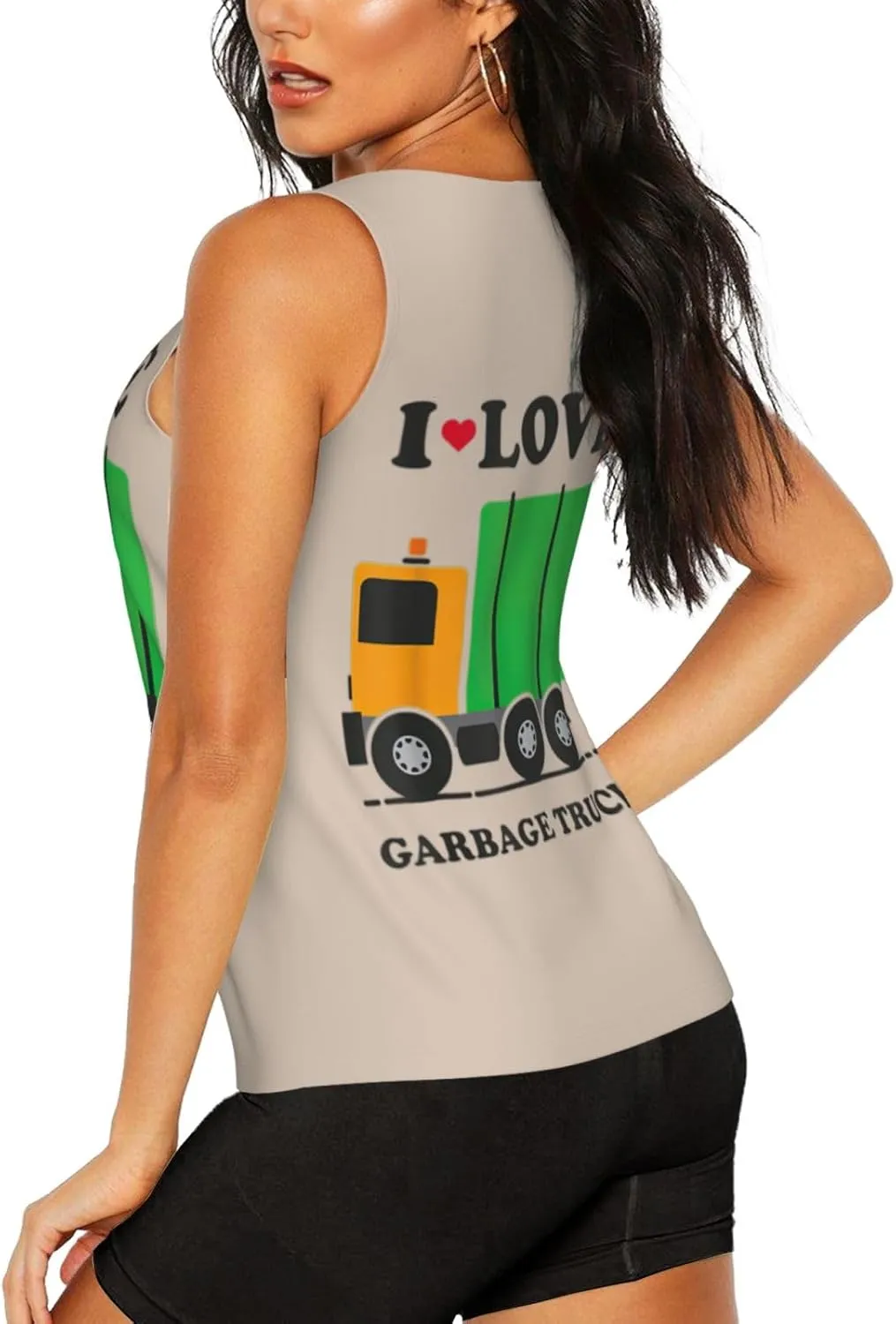 I Love Garbage Trucks Print Lightweight Breathable Sleeveless Top Gym Tank Tops Woman Summer Yoga Activewear