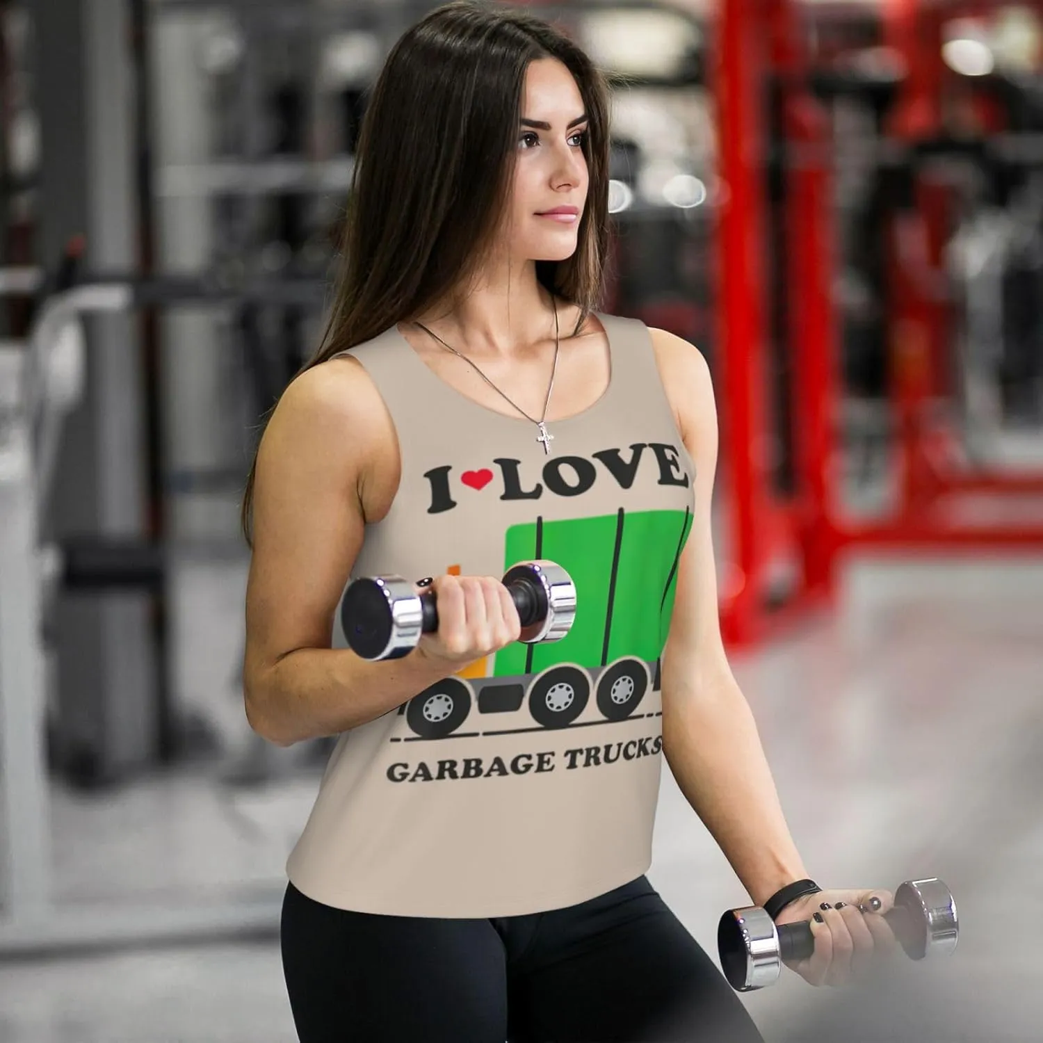 I Love Garbage Trucks Print Lightweight Breathable Sleeveless Top Gym Tank Tops Woman Summer Yoga Activewear