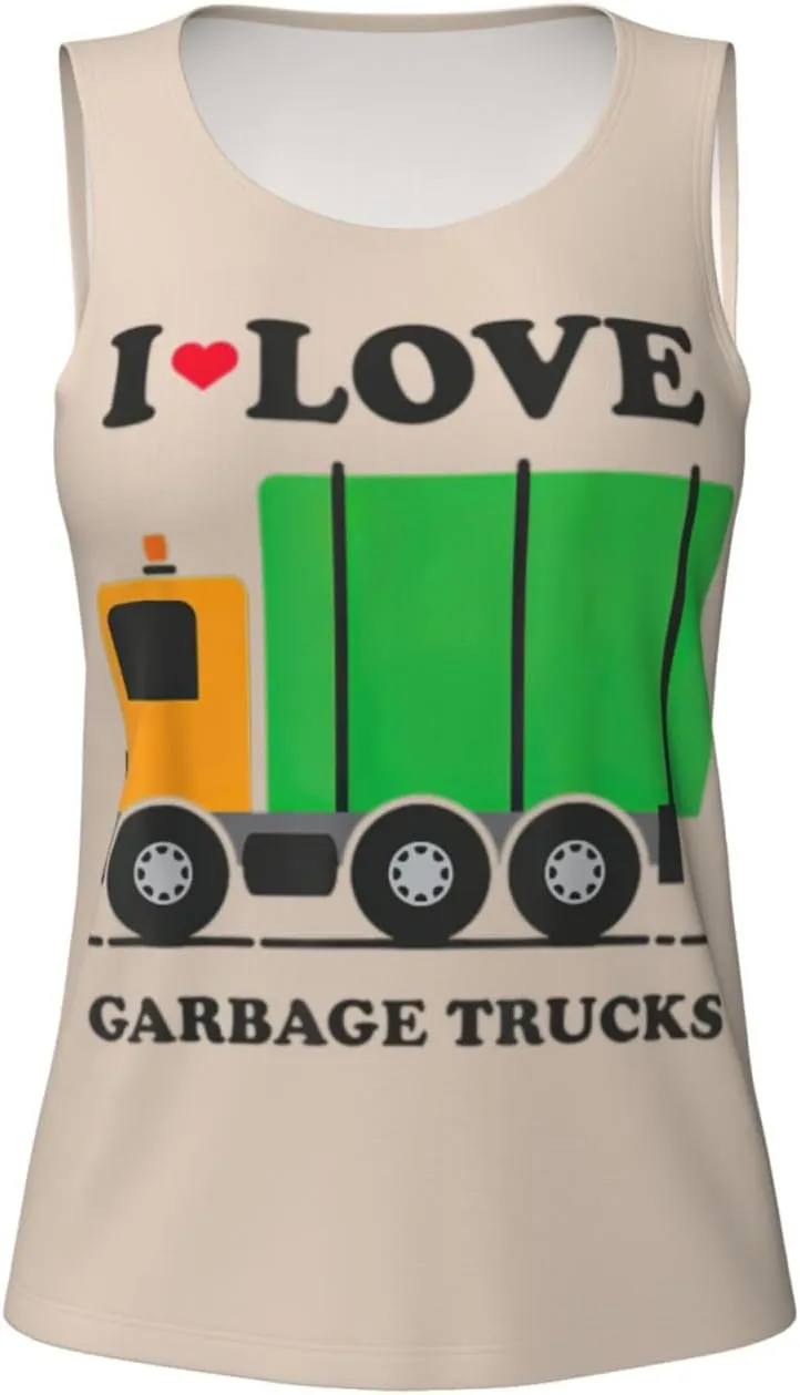 I Love Garbage Trucks Print Lightweight Breathable Sleeveless Top Gym Tank Tops Woman Summer Yoga Activewear