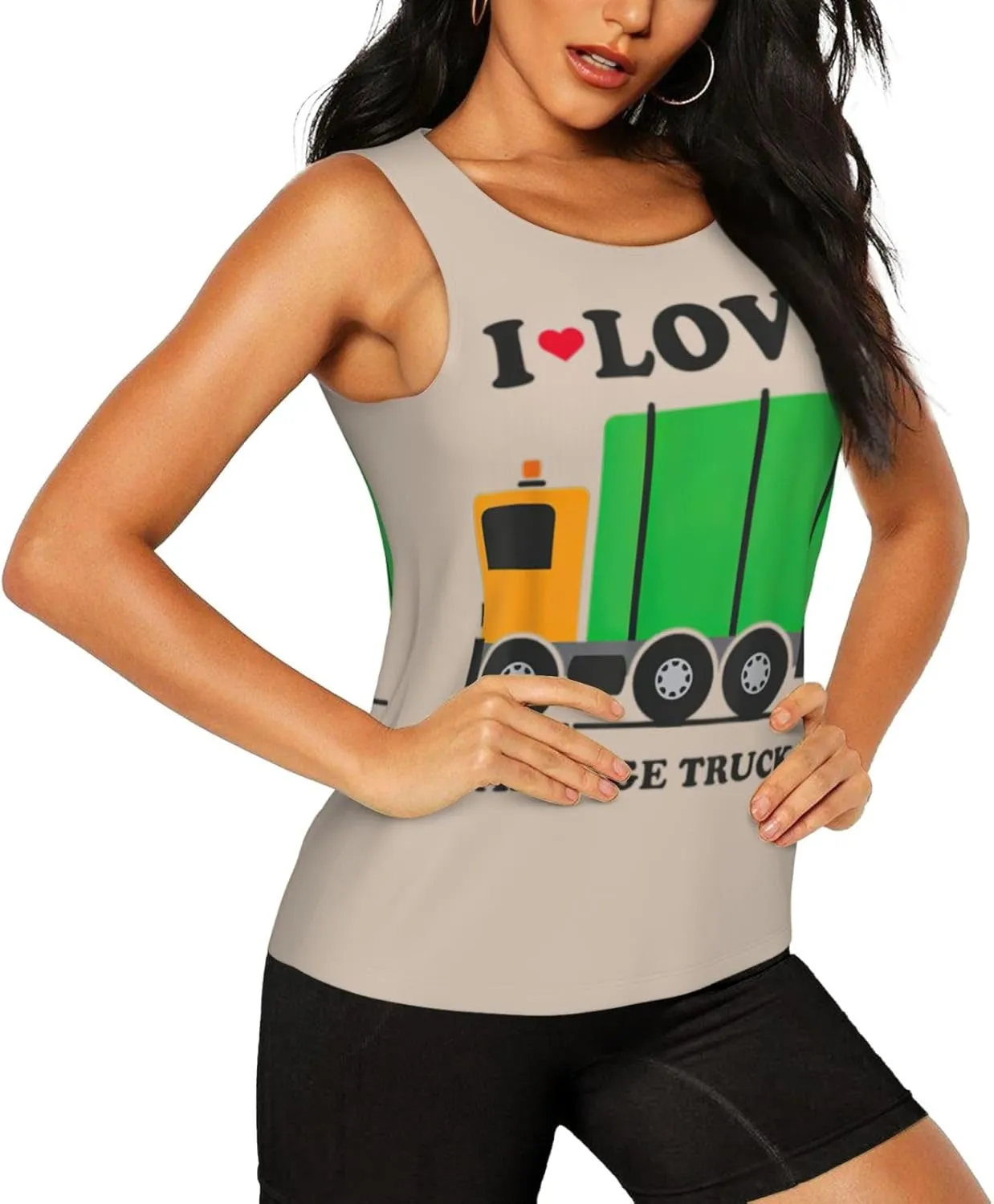 I Love Garbage Trucks Print Lightweight Breathable Sleeveless Top Gym Tank Tops Woman Summer Yoga Activewear