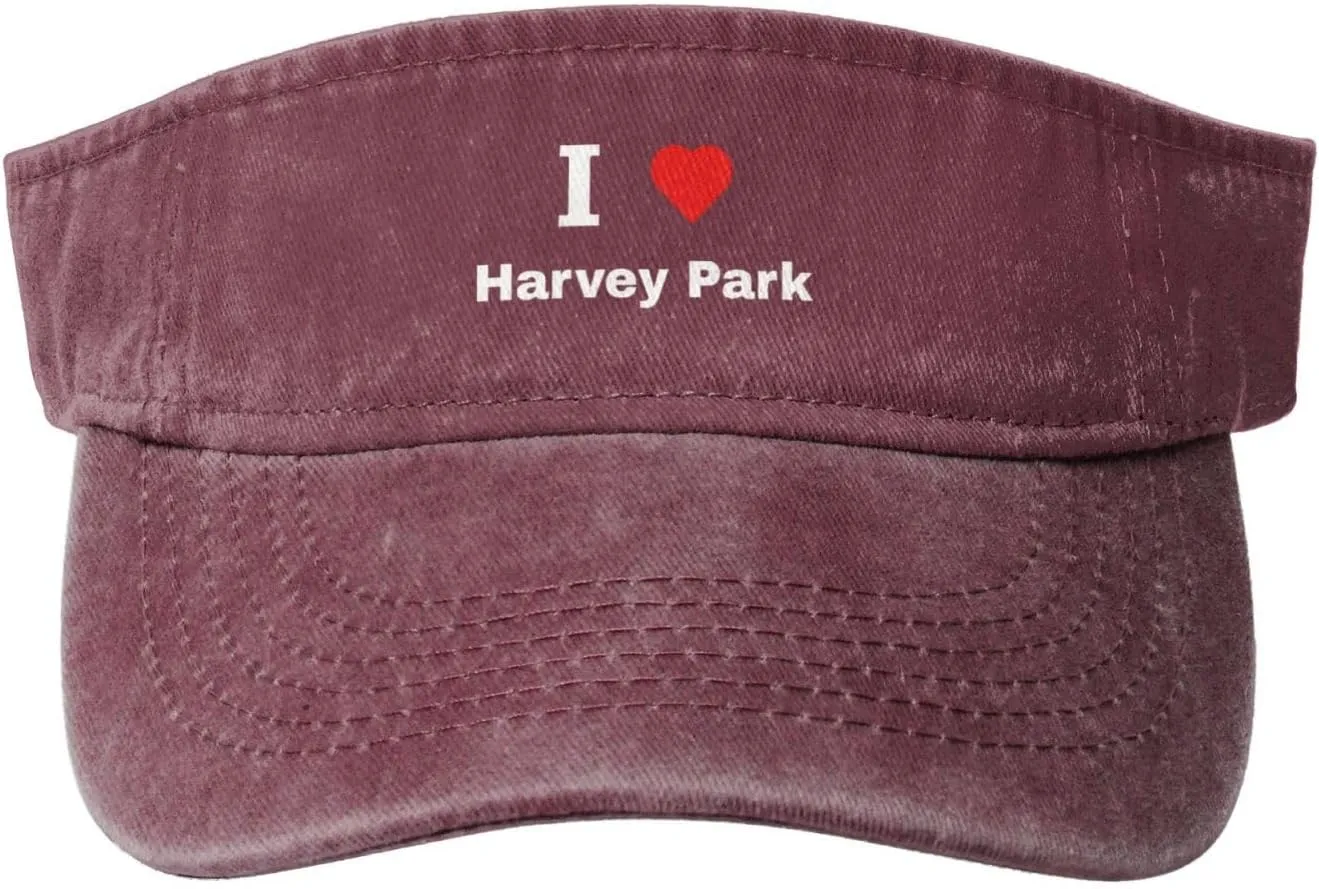 I Love Harvey Park Sun Visor Hats Cotton Adjustable Sports Empty Top Baseball Cap for Women Men Golf Cap