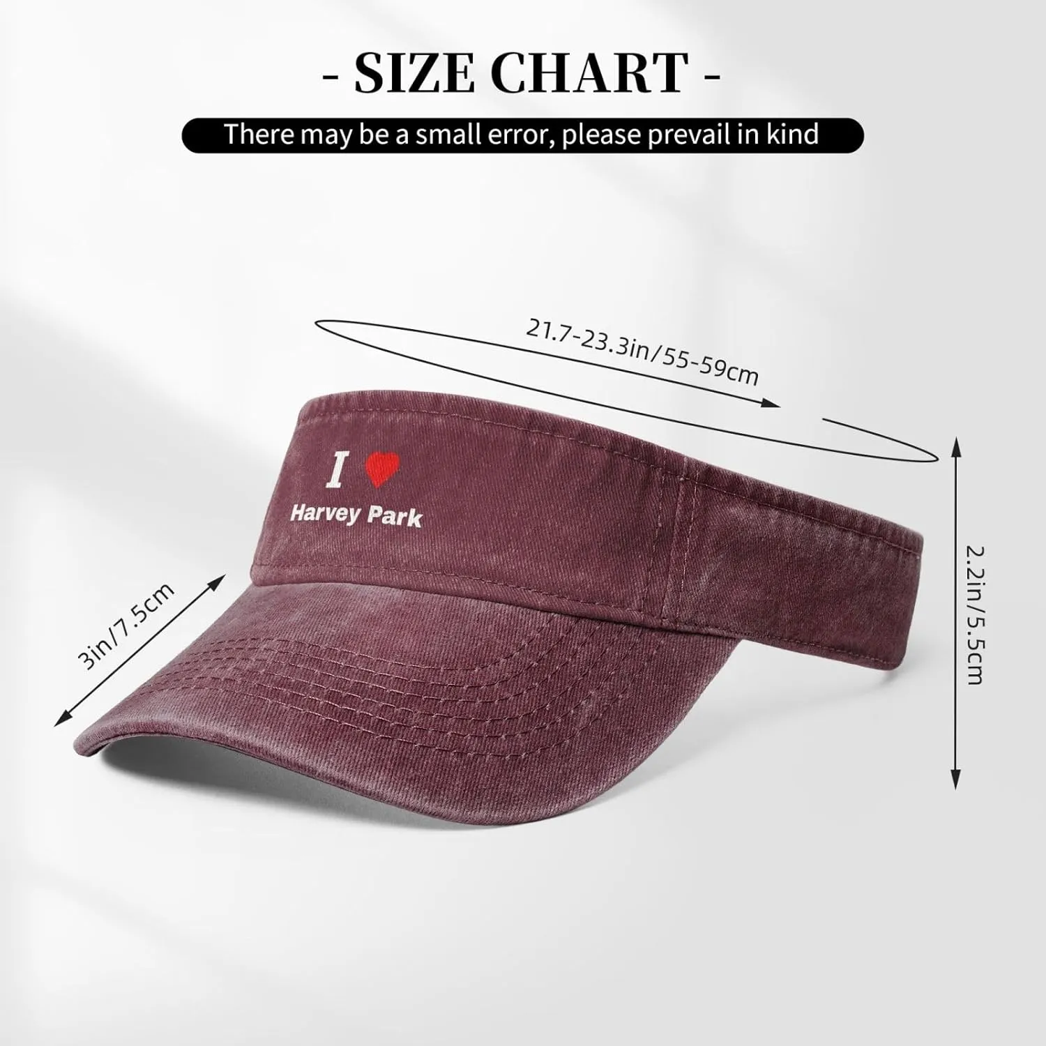 I Love Harvey Park Sun Visor Hats Cotton Adjustable Sports Empty Top Baseball Cap for Women Men Golf Cap