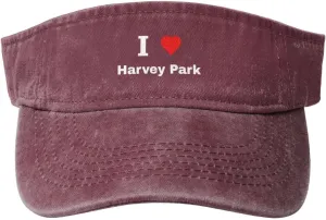 I Love Harvey Park Sun Visor Hats Cotton Adjustable Sports Empty Top Baseball Cap for Women Men Golf Cap