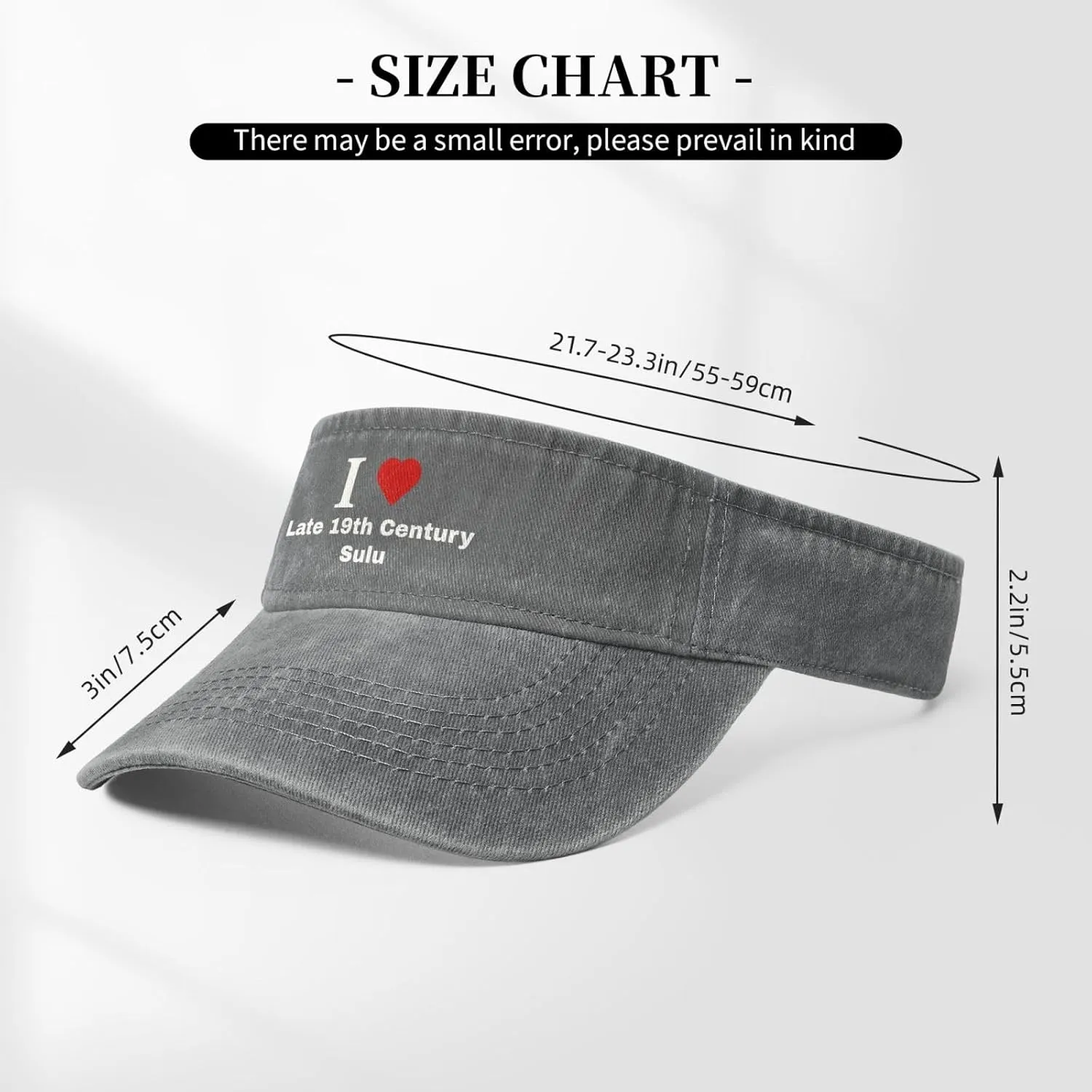 I Love Late 19th Century Sulu Sun Visor Hats Cotton Adjustable Sports Empty Top Baseball Cap for Women Men Golf Cap