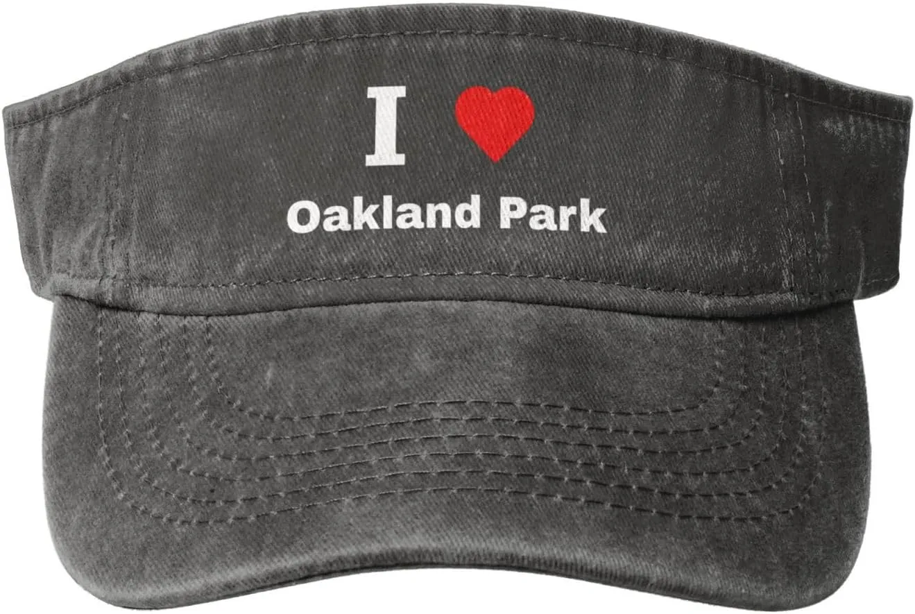I Love Oakland Park Sun Visor Hats Cotton Adjustable Sports Empty Top Baseball Cap for Women Men Golf Cap