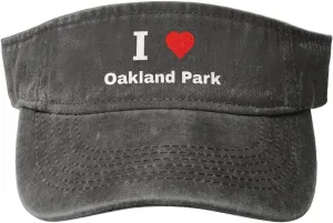 I Love Oakland Park Sun Visor Hats Cotton Adjustable Sports Empty Top Baseball Cap for Women Men Golf Cap