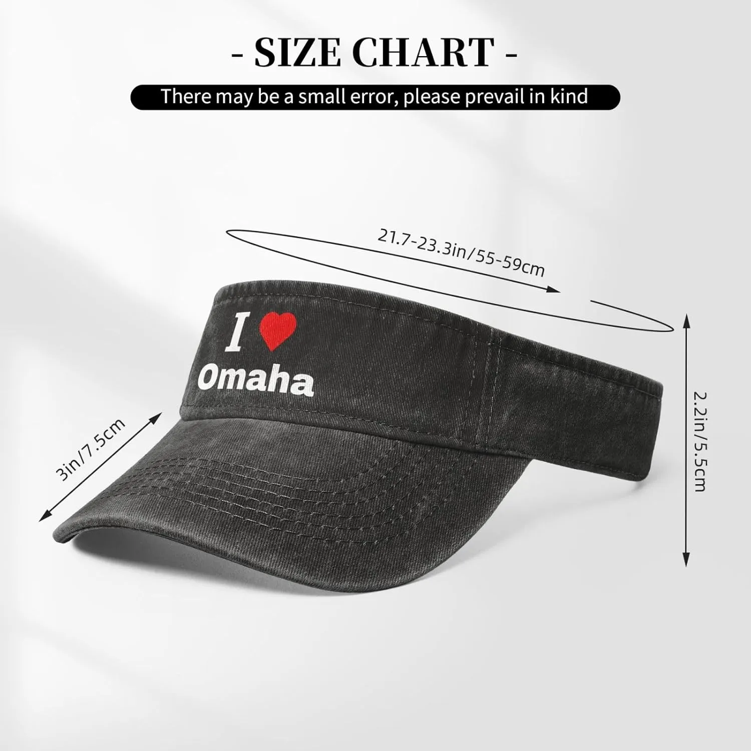 I Love Omaha Sun Visor Hats Cotton Adjustable Sports Empty Top Baseball Cap for Women Men Golf Cap