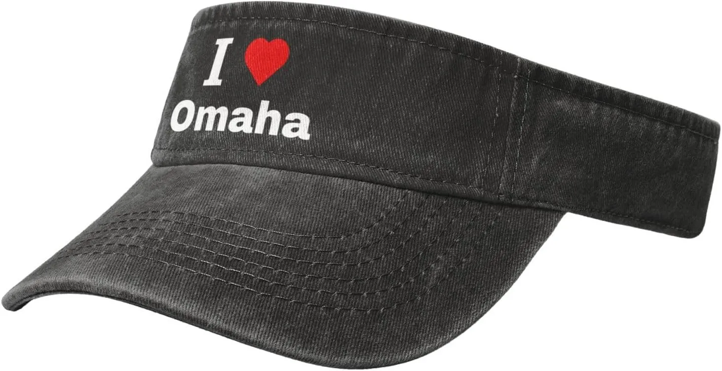 I Love Omaha Sun Visor Hats Cotton Adjustable Sports Empty Top Baseball Cap for Women Men Golf Cap