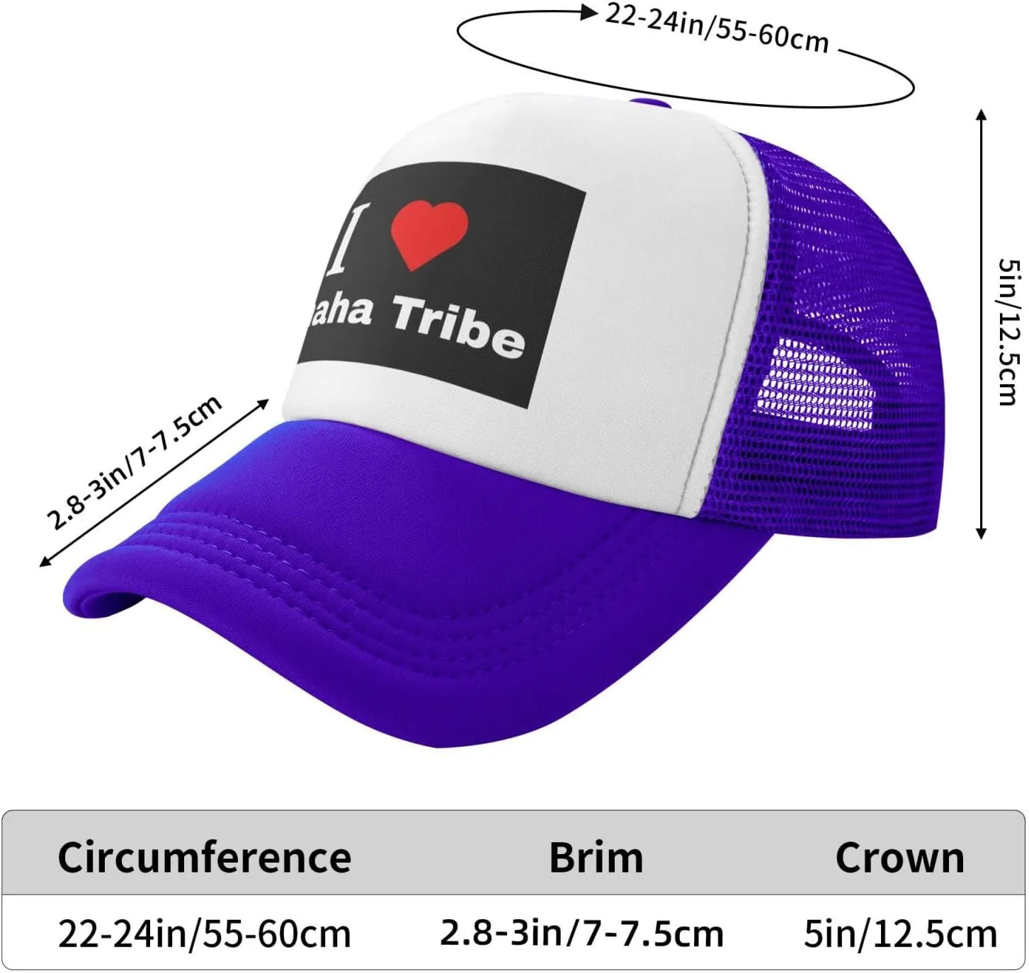 I Love Omaha Tribe Baseball Cap for Men Women Adjustable Breathable Mesh Trucker Hat Unisex