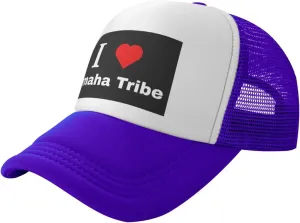 I Love Omaha Tribe Baseball Cap for Men Women Adjustable Breathable Mesh Trucker Hat Unisex