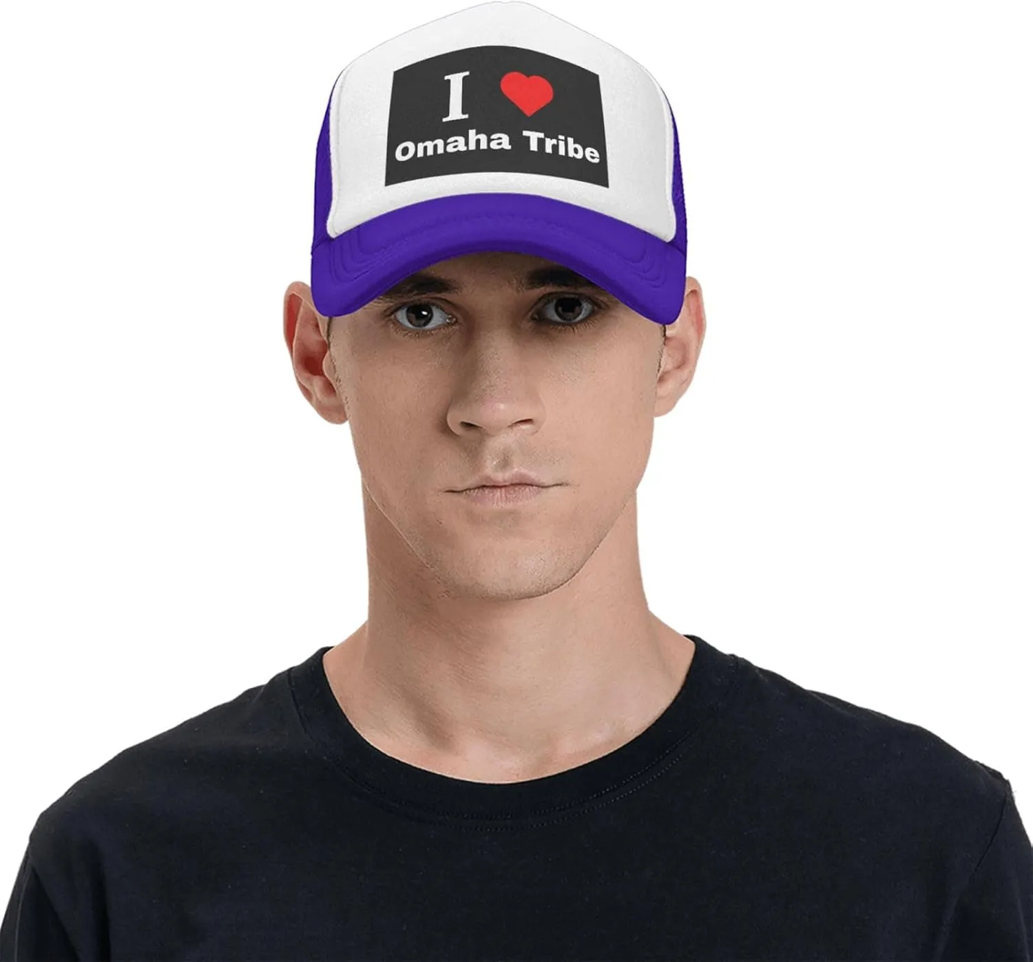 I Love Omaha Tribe Baseball Cap for Men Women Adjustable Breathable Mesh Trucker Hat Unisex