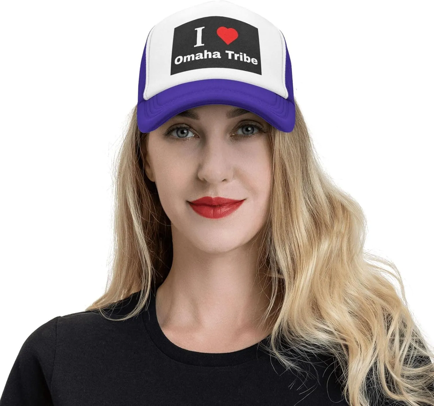 I Love Omaha Tribe Baseball Cap for Men Women Adjustable Breathable Mesh Trucker Hat Unisex