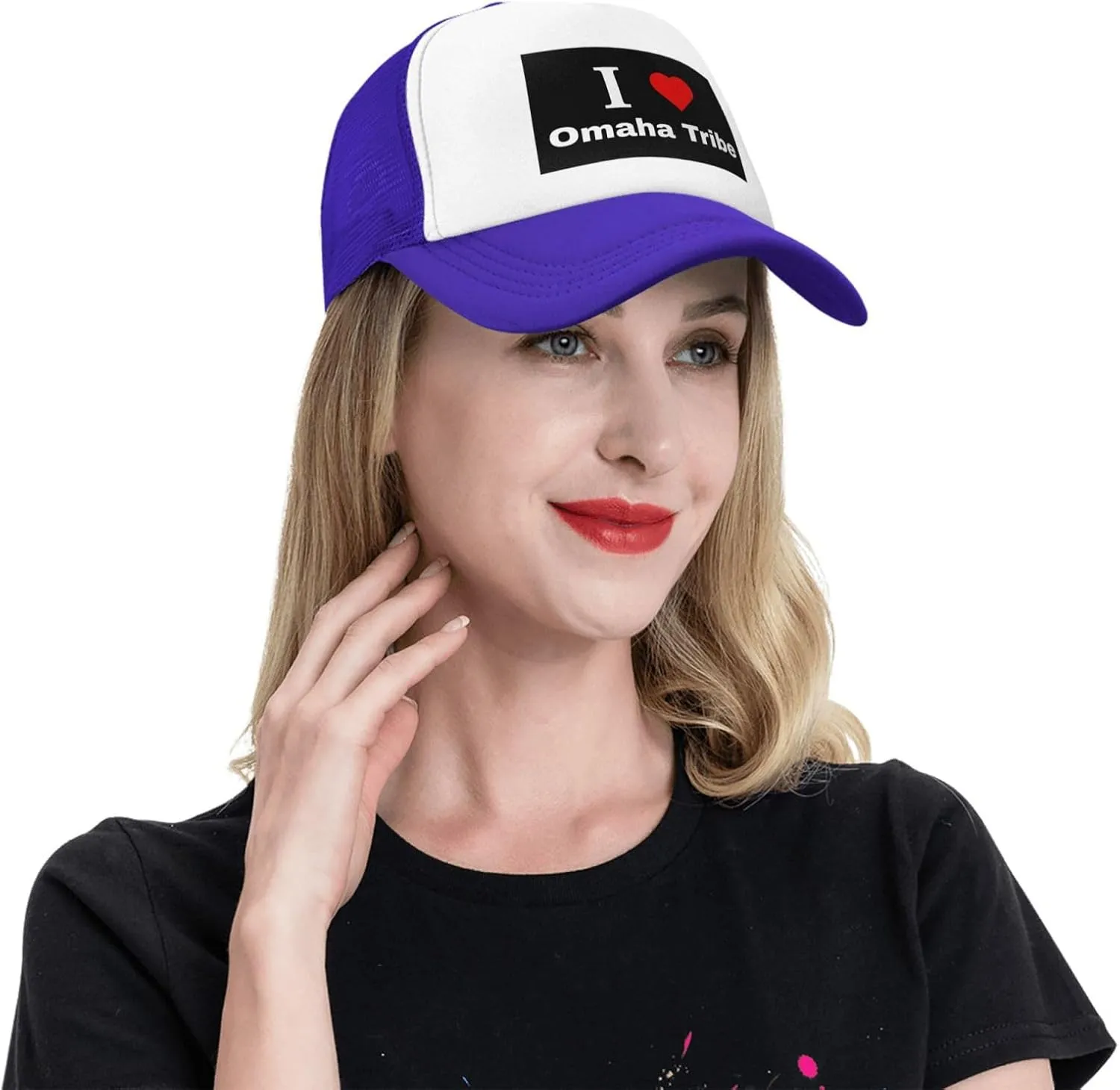 I Love Omaha Tribe Baseball Cap for Men Women Adjustable Breathable Mesh Trucker Hat Unisex