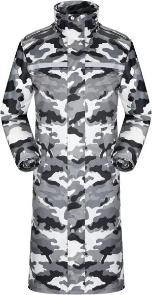 iCreek Raincoat Waterproof Long Rain Jacket Lightweight Rainwear Reflective with Packable Hood for Men Women Adults