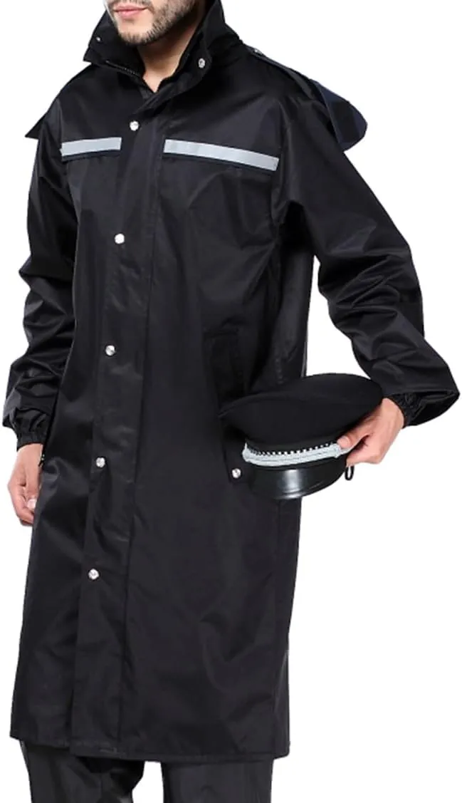 iCreek Raincoat Waterproof Long Rain Jacket Lightweight Rainwear Reflective with Packable Hood for Men Women Adults