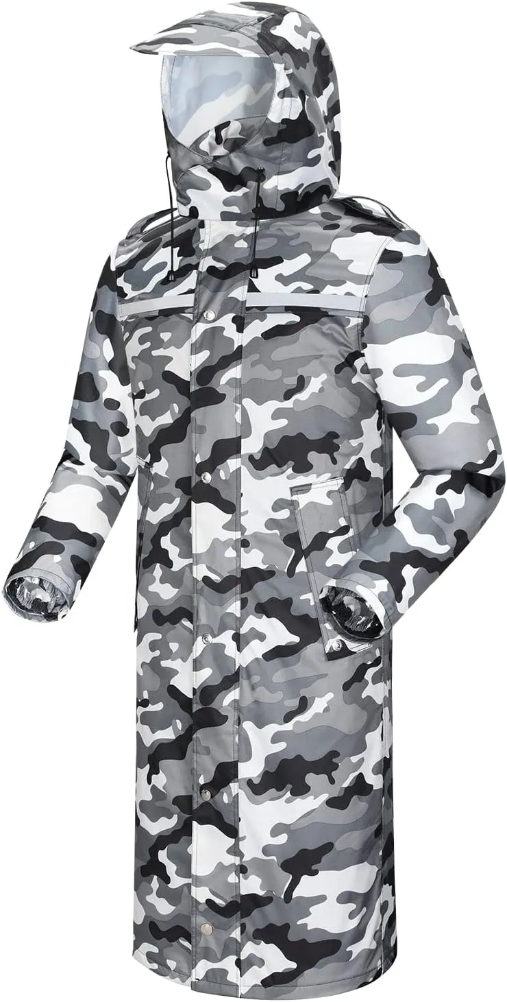iCreek Raincoat Waterproof Long Rain Jacket Lightweight Rainwear Reflective with Packable Hood for Men Women Adults