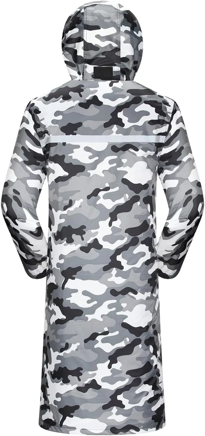 iCreek Raincoat Waterproof Long Rain Jacket Lightweight Rainwear Reflective with Packable Hood for Men Women Adults