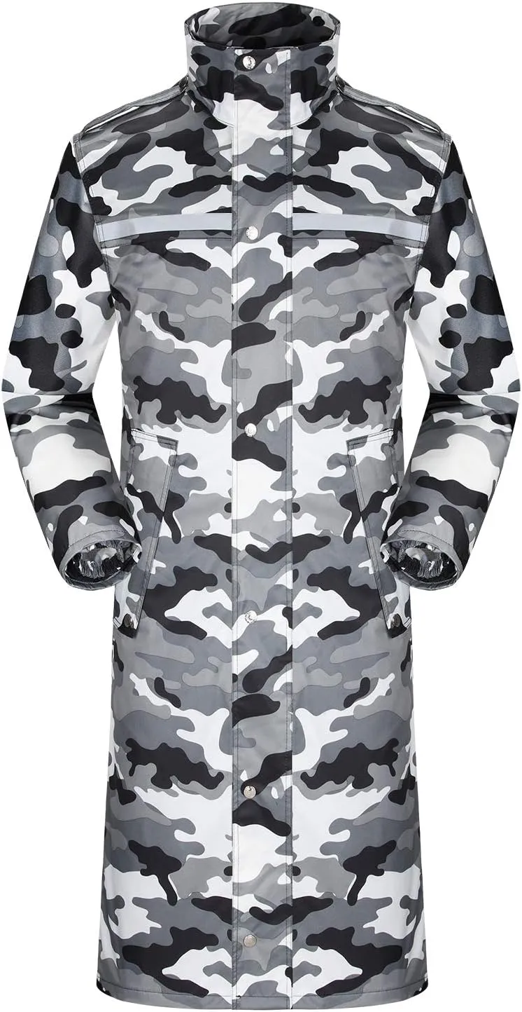 iCreek Raincoat Waterproof Long Rain Jacket Lightweight Rainwear Reflective with Packable Hood for Men Women Adults